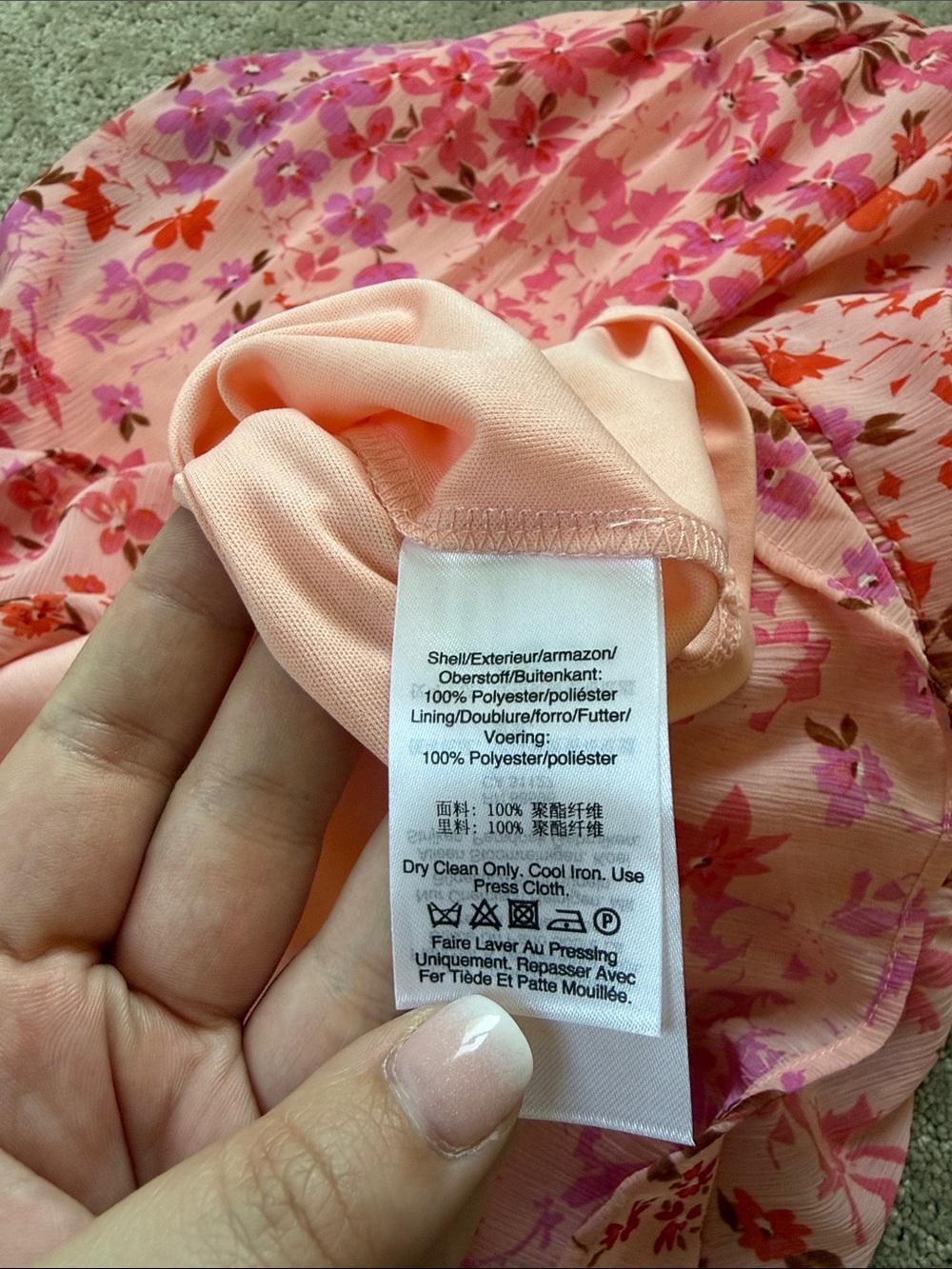 DKNY Pink Floral V-Neck Tiered Midi Garden Summer Wedding Guest Dress - Picture 7 of 7